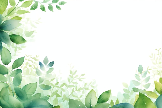 Green leafy watercolor art with empty space for text