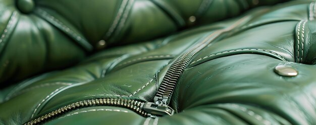 Photo a green leather chair with a zipper that says  s  on it