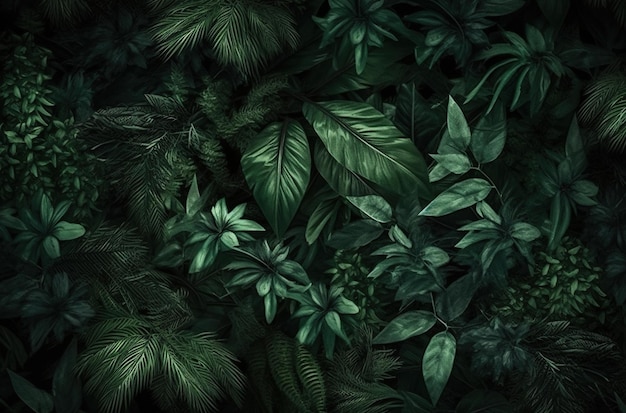 Green leaves background generative ai