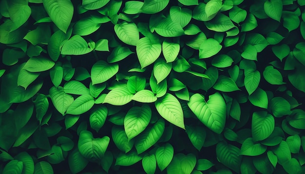 Foto sfondo di foglie verdi le foglie verdi hanno una tonalità di colore scura al mattino