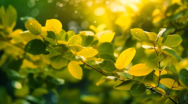 Green leaves on bokeh background