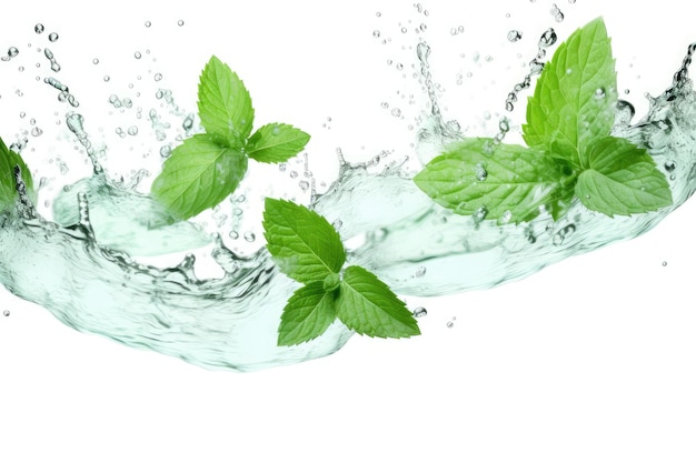 Green Leaves Floating in Water On a White or Clear Surface PNG Transparent Background