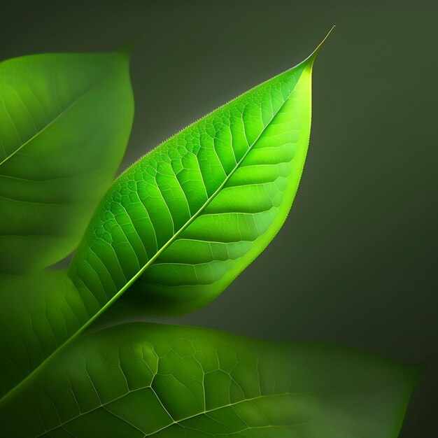 Green leaves flying in air isolated on white background