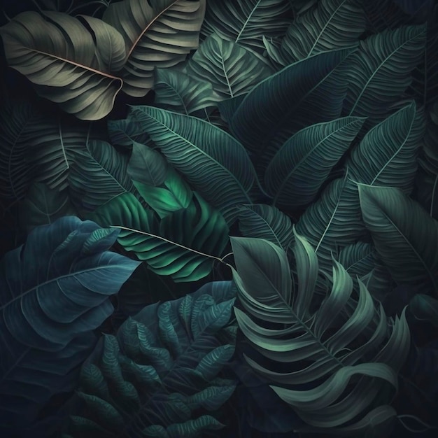 Green leaves foliage created with generative AI