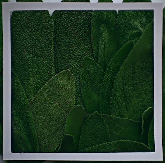 Foto foglie verdi cornice sfondo astratto / insolito sfondo verde, concetto di natura