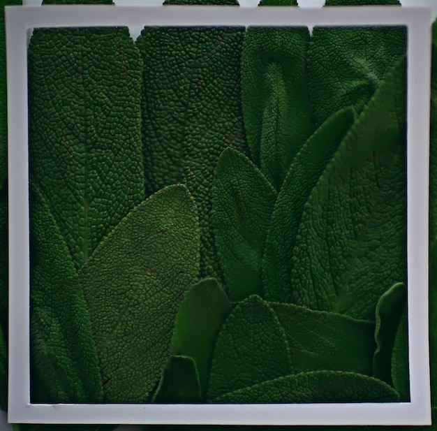 Green leaves frame abstract background / unusual green background, nature concept