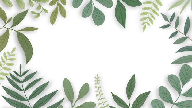 green leaves frame transparent png