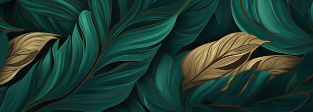 green leaves in gold on a background