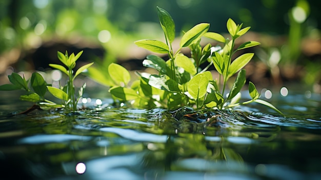 写真 水、自然の背景に緑の葉