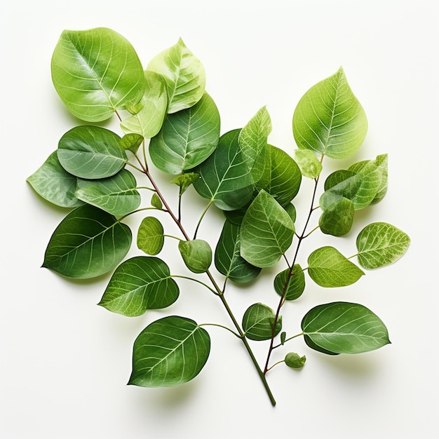 Green leaves isolated on white