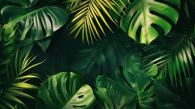 Photo green leaves in lush green colors generative ai