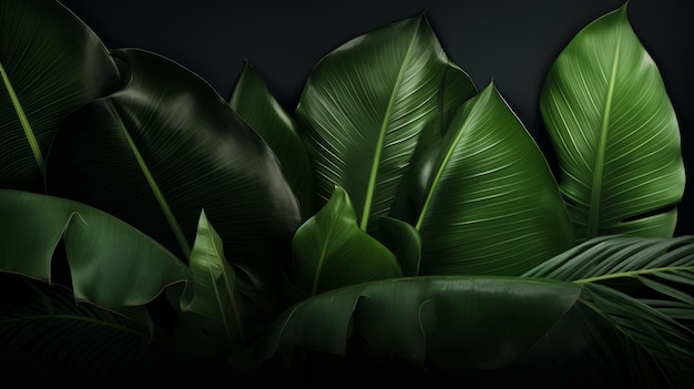 Green Leaves of Monstera Banana Unveil Tropical Beauty