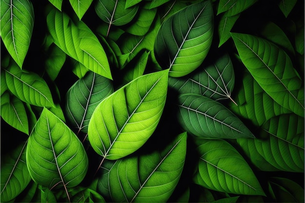 Фото Зеленые листья естественный фон обои текстура листа сделано aiискусственный интеллект