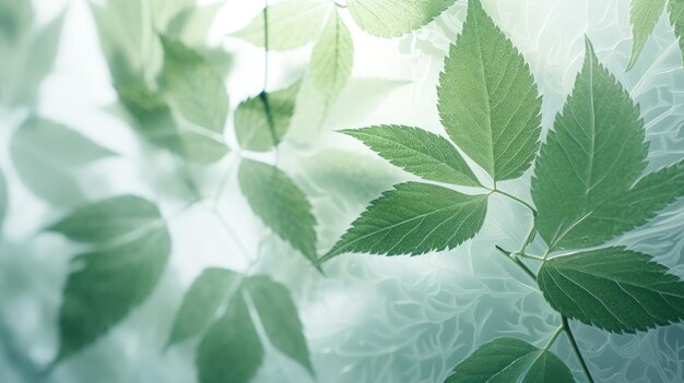 Green leaves obscured by frosted glass silhouette concept