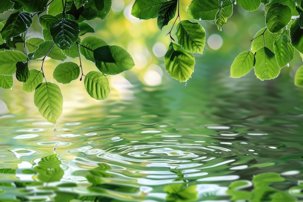 写真 水面の緑の葉は,製品のプレゼンテーションのために
