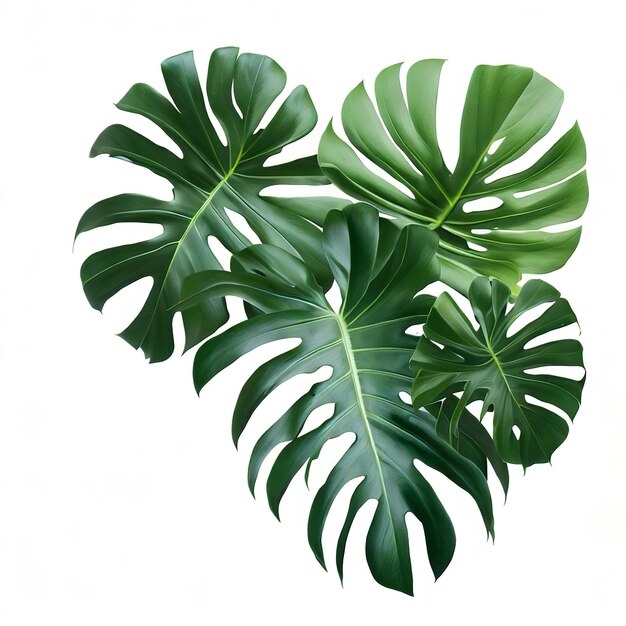 Green leaves pattern leaf monstera isolated on white background