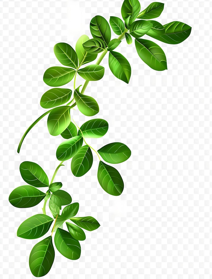 Photo green leaves png style on white background