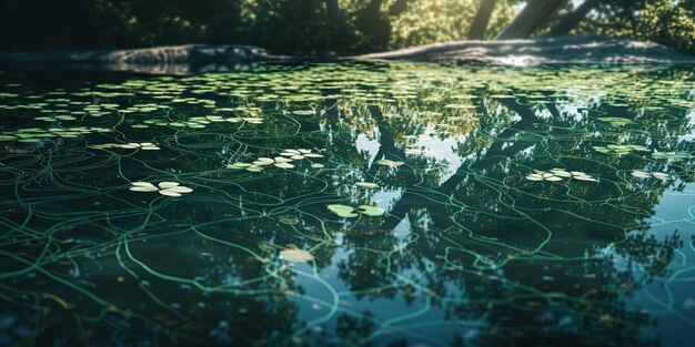 연못, 강, 호수, 랜드스카우의 초록색 잎