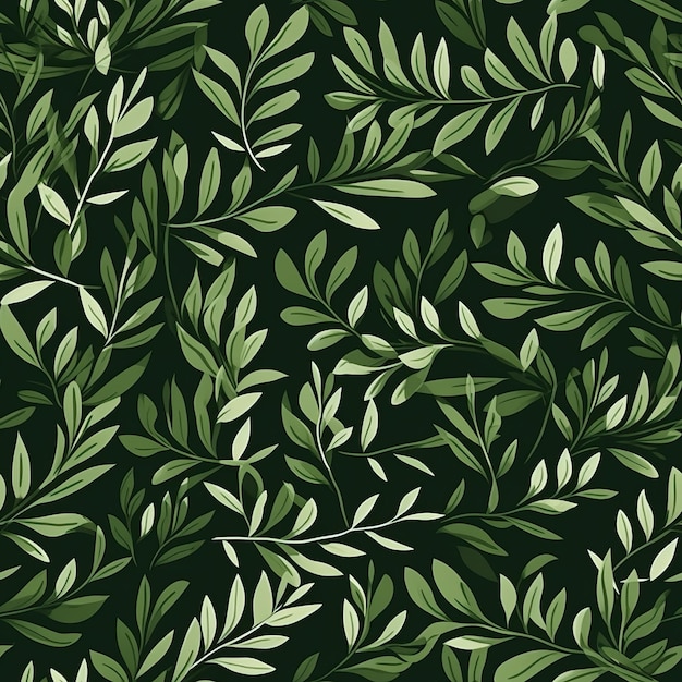 Green leaves on solid background seamless pattern