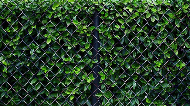 green leaves through a chain link fence