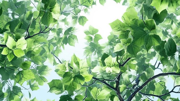 Photo green leaves tree under isolated white background generative ai