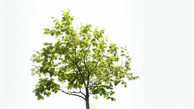 Green leaves tree under isolated white background Generative Ai