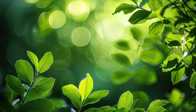 Foto foglie verdi di un albero con il sole che splende attraverso le foglie