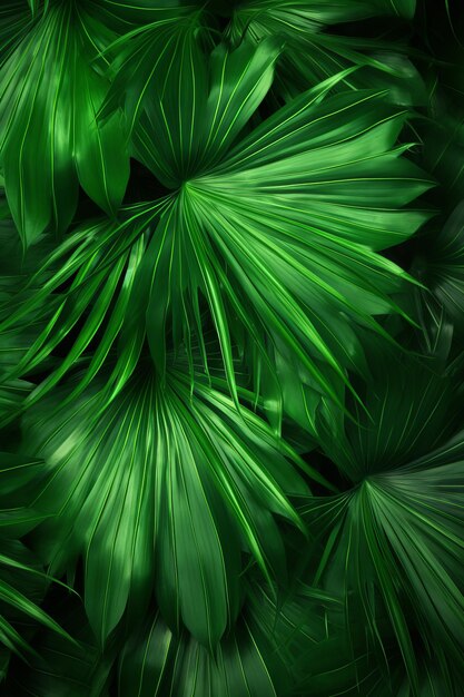 Green leaves of a tropical palm tree