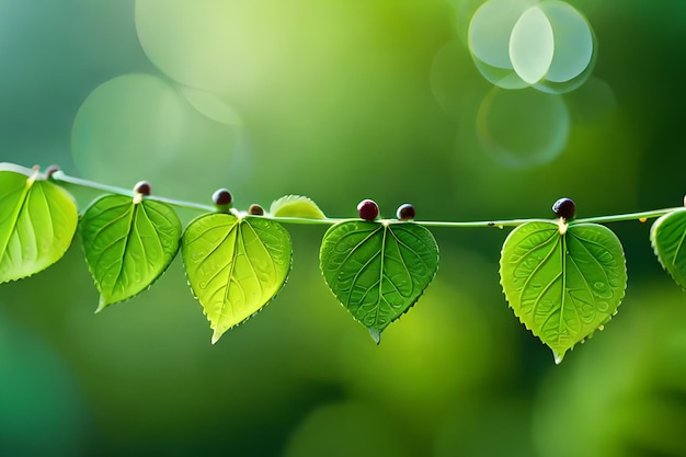 Green leaves on a vine with the word love on them