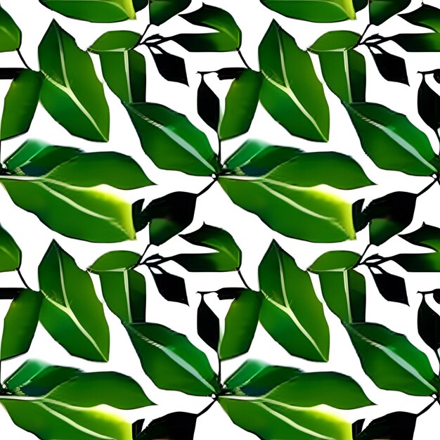 Green leaves watercolor seamless pattern