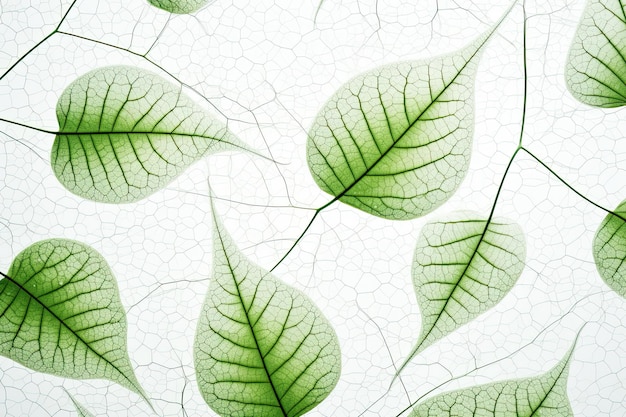 Green leaves on white background