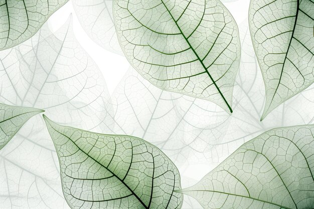 Green leaves on white background