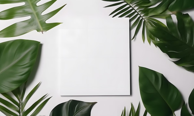 Green leaves on a white background