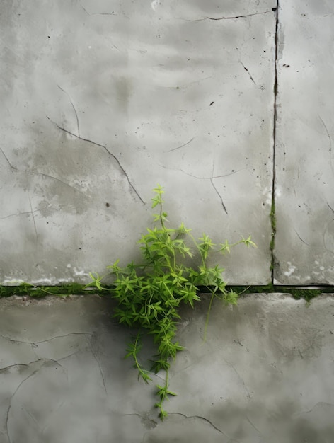 green leaves on white stone wall with copy space top view