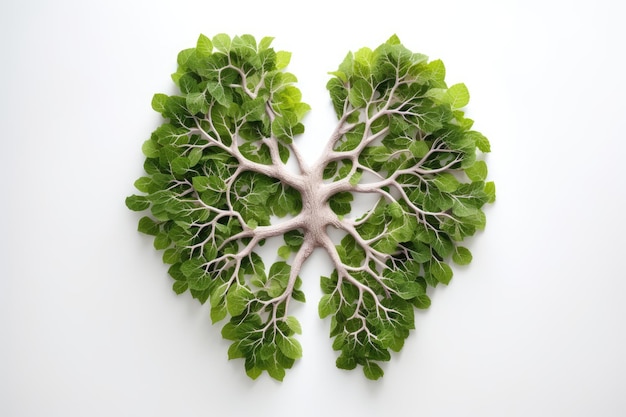 Green leaves with lung shape