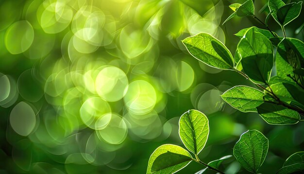 Photo green leaves with the sun shining through the leaves