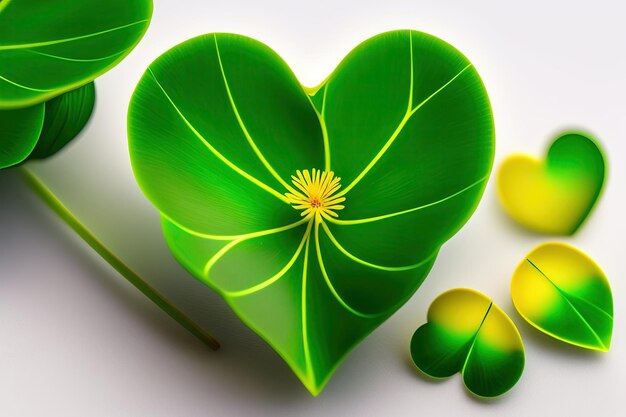 Photo green leaves with three heartshaped leaflets resemble a clover in shape of yellow woodsorrel the c