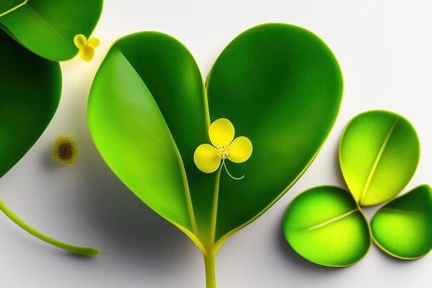 Photo green leaves with three heartshaped leaflets resemble a clover in shape of yellow woodsorrel the c