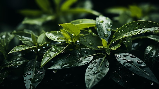 사진 물방울이 있는 녹색 잎