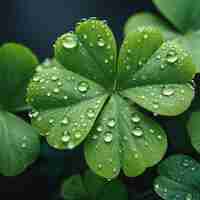 Photo green leaves with water drops after rain