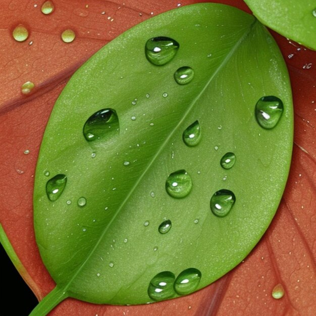 green leaves with water drops