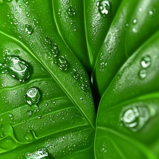 Photo green leaves with water drops