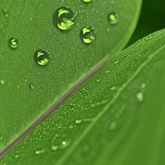 Photo green leaves with water drops