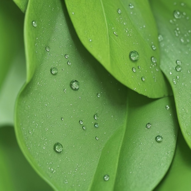 Photo green leaves with water drops