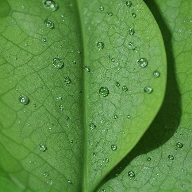 Photo green leaves with water drops