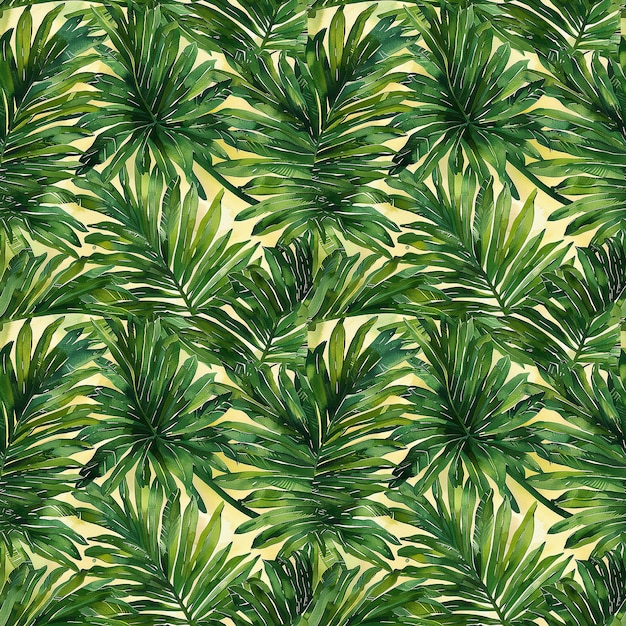 Green Leaves on Yellow Background