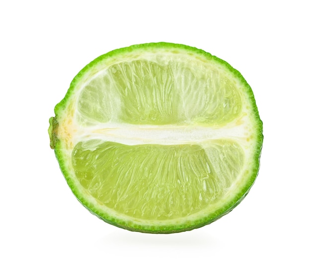 写真 白い背景の上の緑のレモン