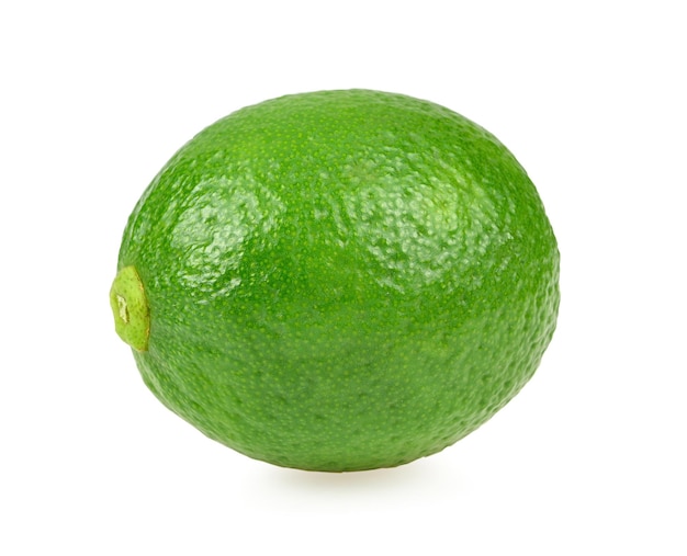 Green lemon on white background