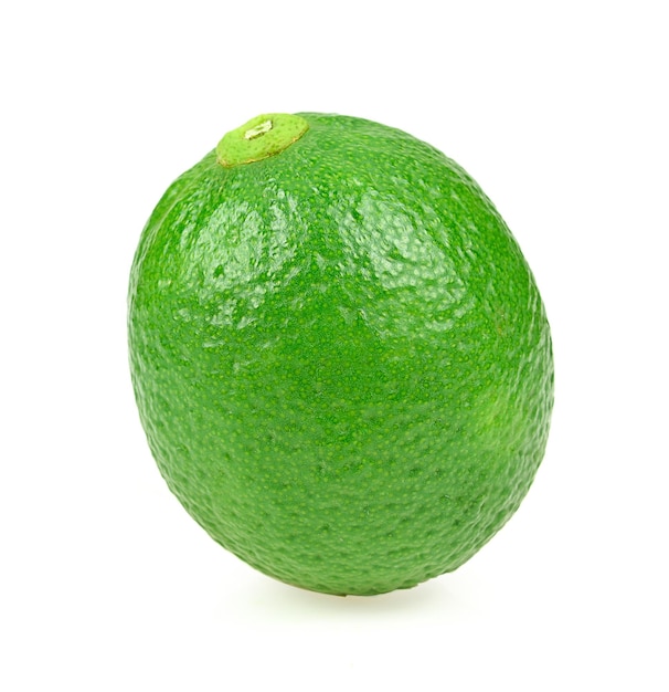 Green lemon on white background