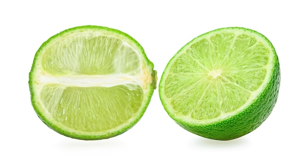 Green lemon on white background